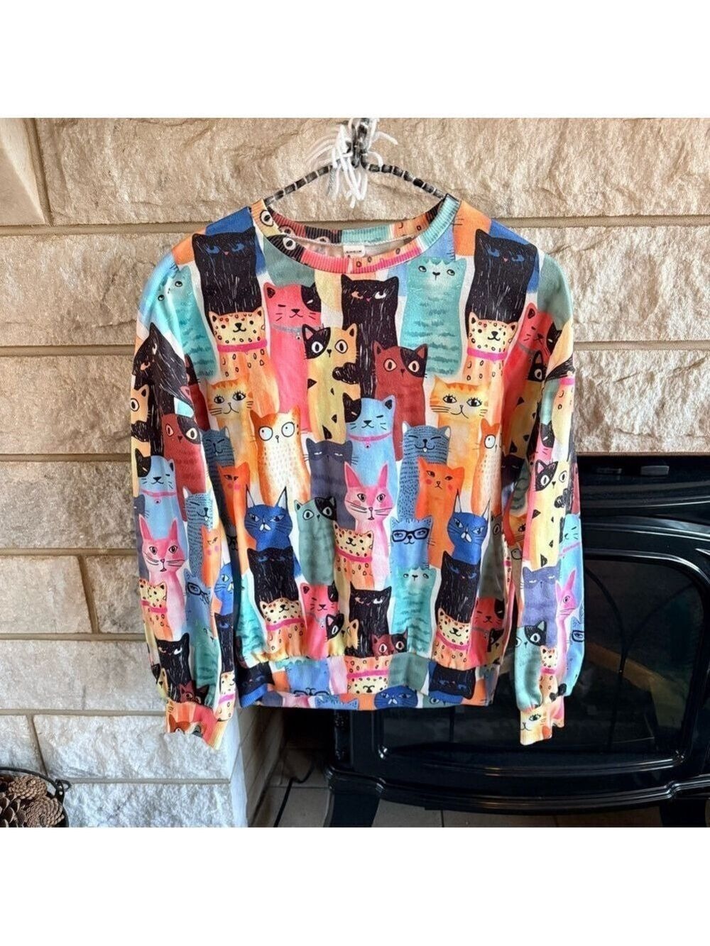 SHEIN Youth Cat Print Top Multicolor 11-12Y